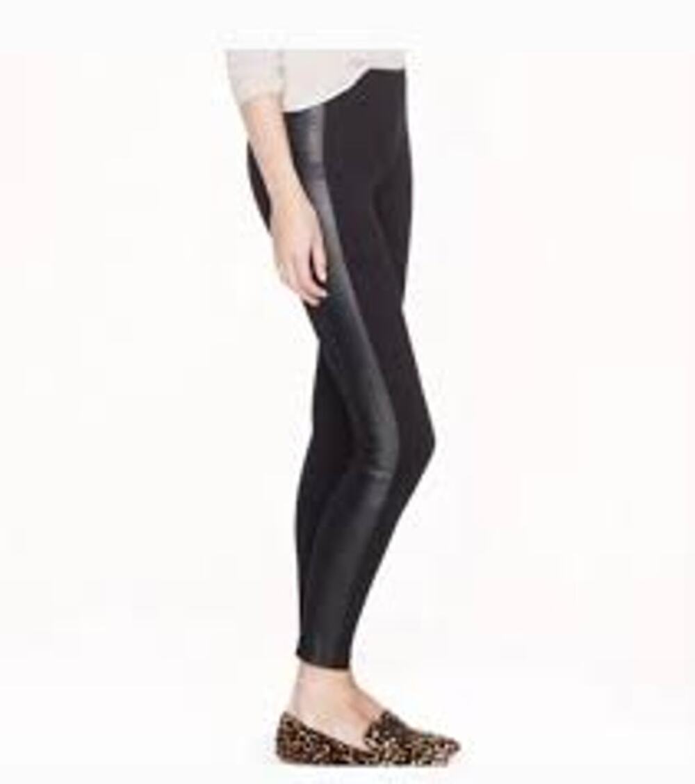 NEW J. Crew Pixie Ankle Pants Black Leather Tuxedo Stripe Skinny Women 00R
